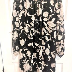 Ann Taylor Black and Cream Floral Dress.